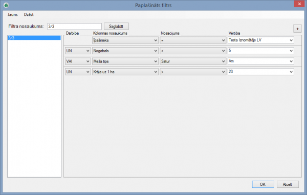 Paplašināts filtrs
