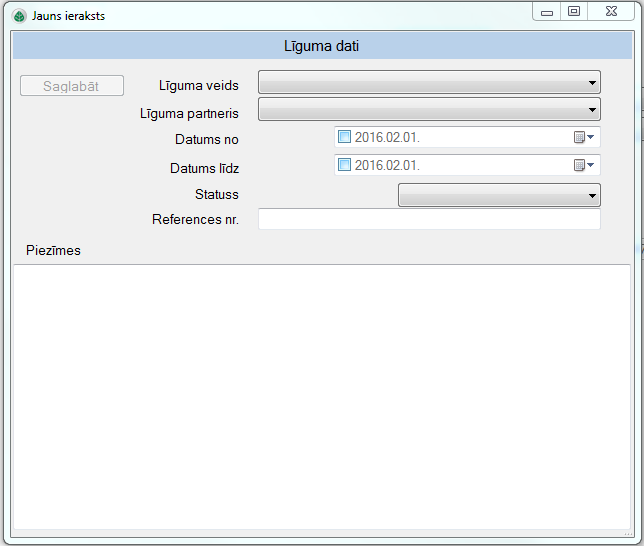 Līguma datu veidlapa