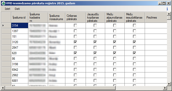 VMD iesniedzamo pārskatu reģistra forma