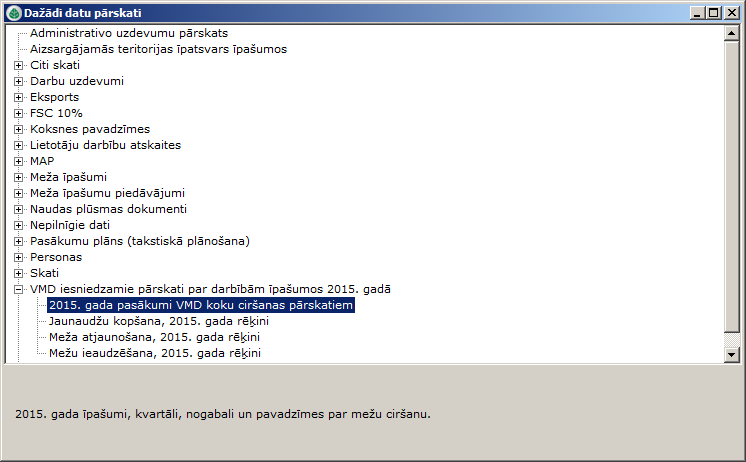 2. attēls. Atskaites par paziņojumos iekļaujamajiem datiem.