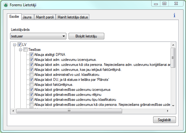 Forems lietotāja tiesības